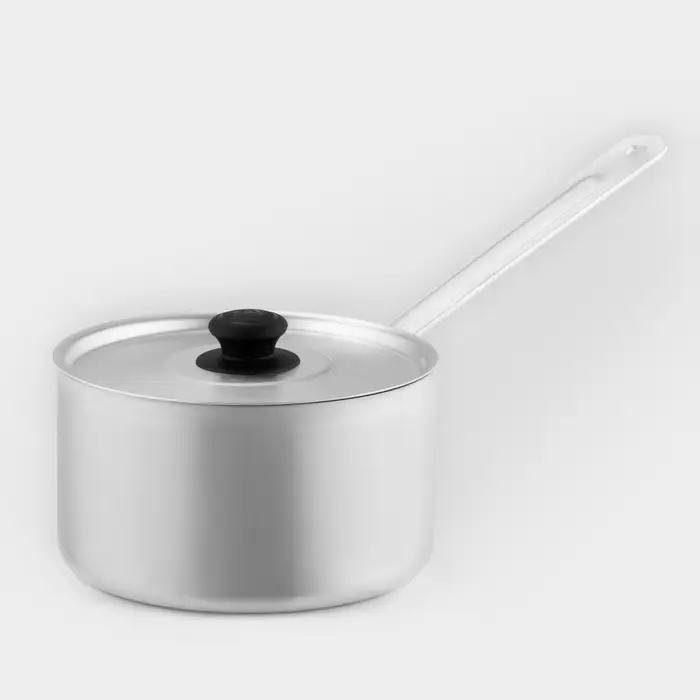 Ковш, 1.8 л, с крышкой, штампованный алюминий, серебристый