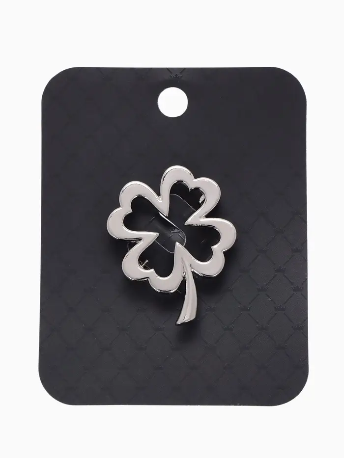 Брошь &laquo;Клевер&raquo;, контур, цвет серебро