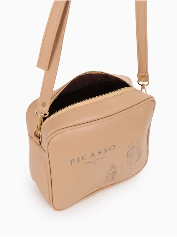 Сумка женская кросс-боди TEXTURA на молнии, 22&times;8&times;17 см, с принтом, бежевая