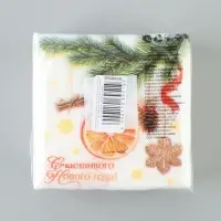 Салфетки бумажные однослойные &laquo;Счастливого Нового года. Мандарины&raquo;, 24&times;24 см, набор 50 шт.