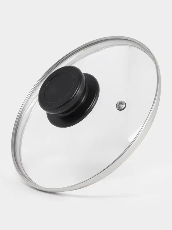 Крышка для сковороды и кастрюли Доляна, d=18 см, нержавеющий обод, пластиковая ручка, стекло, прозрачная