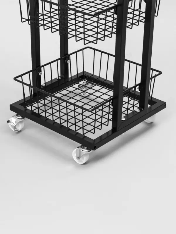 Стойка торговая универсальная, 3 корзины, на колесах, 35&times;35&times;76 см, цвет чёрный