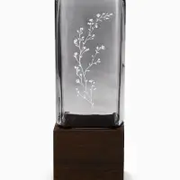 Ваза для цветов с деревянной подставкой из тёмного стекла, 25&times;9 см, 1.4 л.