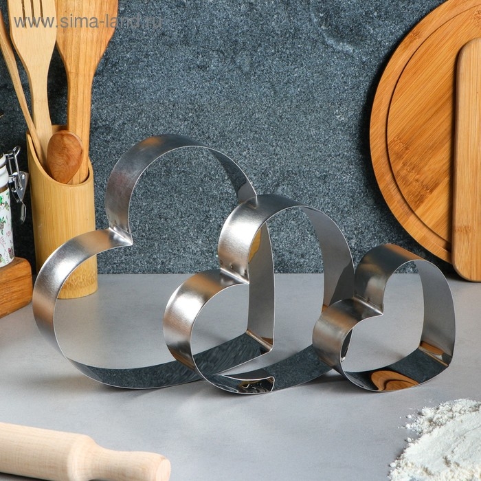 Набор форм для выпечки и выкладки «Сердце», 20х20х5 см, 3 шт Набор форм для выпечки и выкладки «Сердце», 20х20х5 см, 3 шт