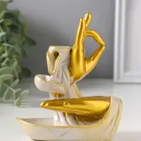 Подставка для благовоний &laquo;Мудры рук&raquo; стелющийся дым, беж с патиной, 10&times;5.5&times;11.7 см