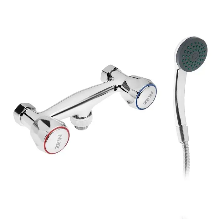 Смеситель для душа ZEIN ZC2053, кран-букса латунь 1/2", с душевым набором, хром