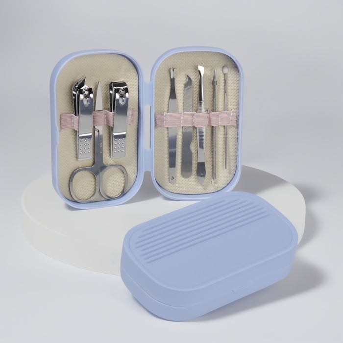 Набор маникюрный, 8 предметов, в пластиковом футляре, цвет сиреневый Набор маникюрный, 8 предметов, в пластиковом футляре, цвет сиреневый