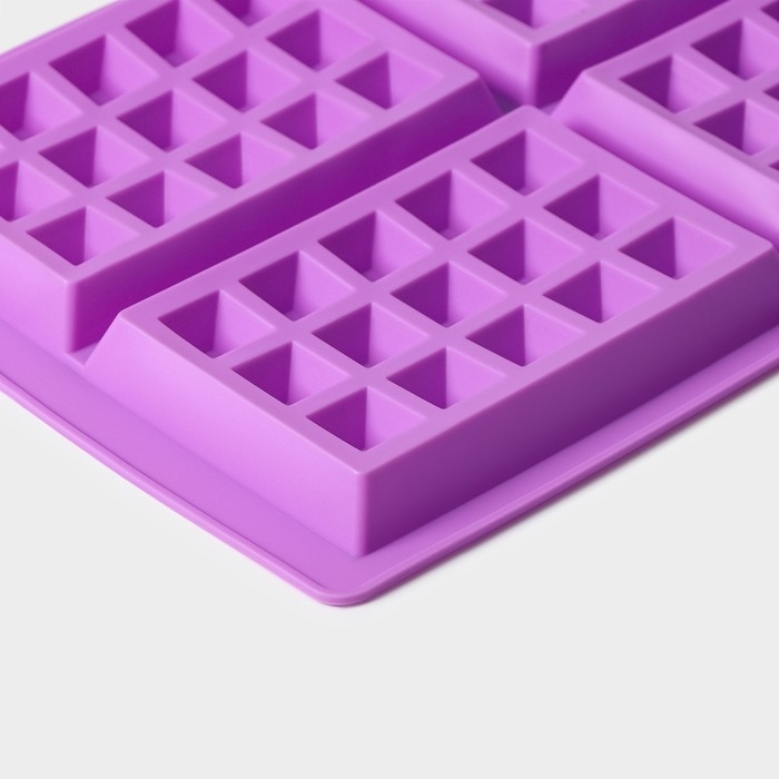 Форма для выпечки Доляна &laquo;Сладости. Венские вафли&raquo;, силикон, 28,5&times;18,5 см, 4 ячейки (12,3&times;8,1 см), цвет МИКС