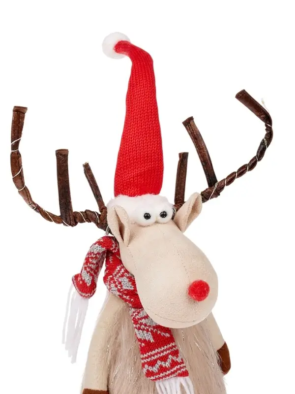 Светодиодная фигура &laquo;Новогодний лосик&raquo; 58 см, текстиль, 10 LED, от батареек CR2032&times;1, свечение тёплое белое