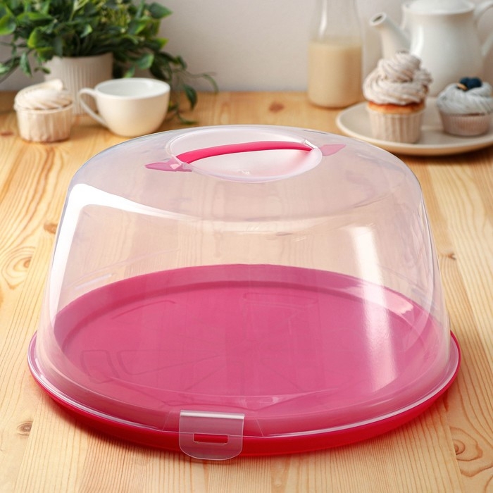 Тортовница с крышкой, двухсторонняя, d=33 см, цвет МИКС