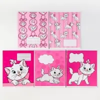 Тетрадь в клетку 12 листов, 5 видов МИКС, обложка мелованный картон, Коты Аристократы