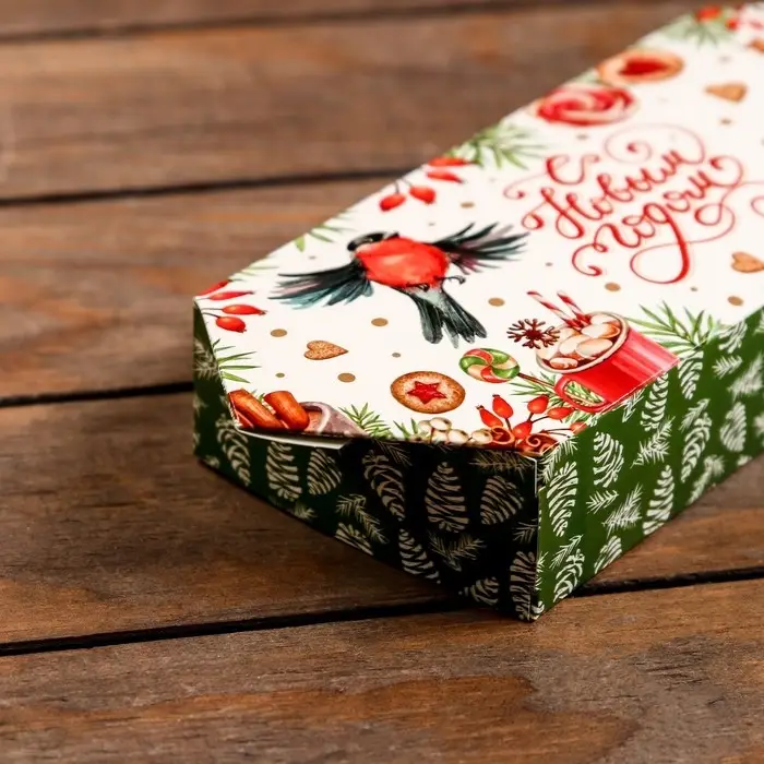 Подарочная коробка «Конфета Снегири» новогодняя упаковка, 10×20×4.3 см Подарочная коробка «Конфета Снегири» новогодняя упаковка, 10×20×4.3 см