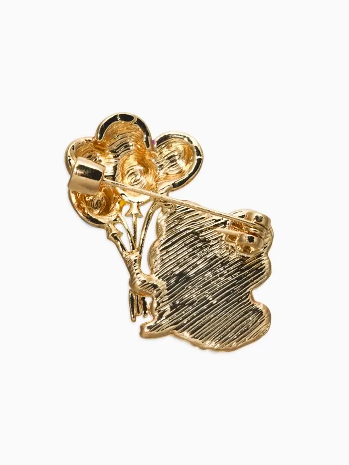 Брошь перламутровый "Лягушка" с шариками, цветная  в золоте