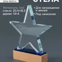 Наградная фигура стела &laquo;Звезда&raquo;, подставка 14&times;4 см, звезда 20.5&times;18.5 см, 3.5&times;20.5&times;22.5 см