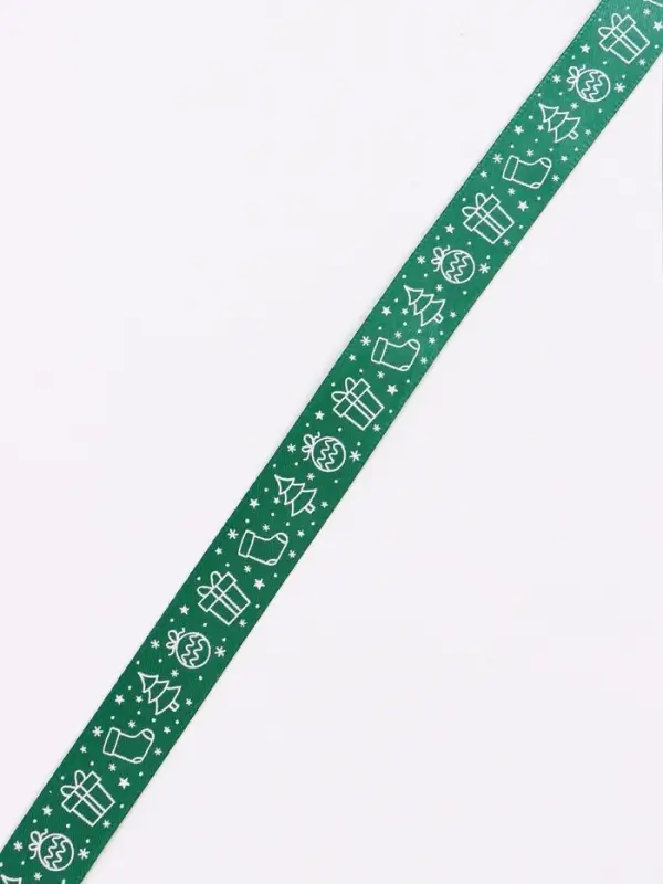 Лента атласная &laquo;Новогодняя&raquo;, зелёная, 2 см &times; 5 м