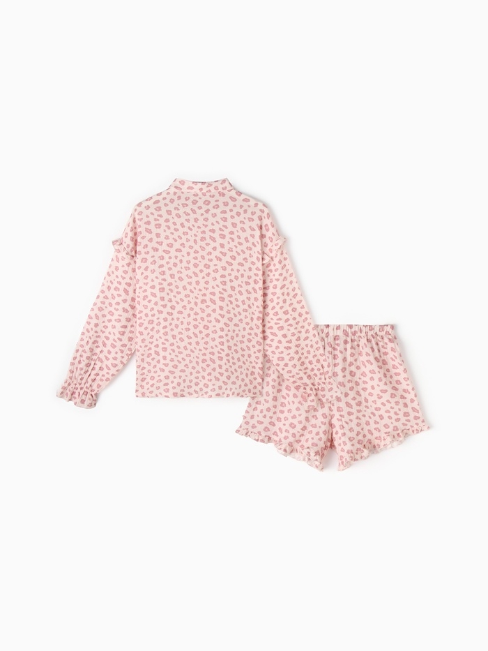 Комплект женский (рубашка, шорты) KAFTAN "Муслин: pink leopard"р. 44-46