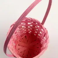 Корзина плетёная для хранения, 13&times;13&times;9.5 см, ручка h=21 см, бамбук, светло - розовая, Greengo