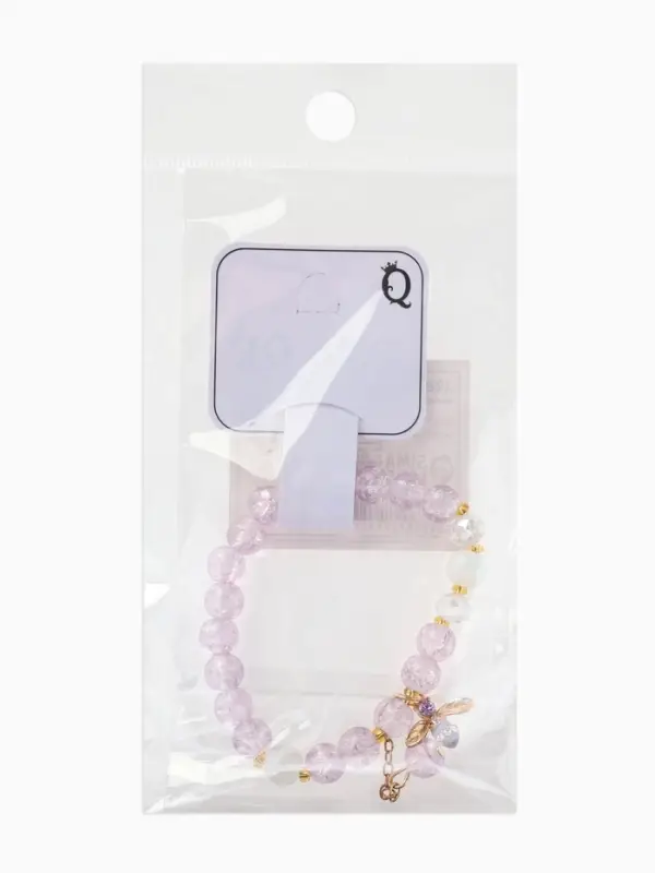 Браслет с подвесками &laquo;Сахарный. Пчёлка&raquo;, d=6 см, шар №8, фиолетовый в золоте