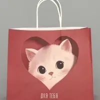 Пакет подарочный крафтовый &laquo;Котик&raquo;, 25&times;22&times;12 см