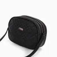 Сумка женская кросс-боди на молнии, 19&times;7&times;15 см, в клетку, чёрная