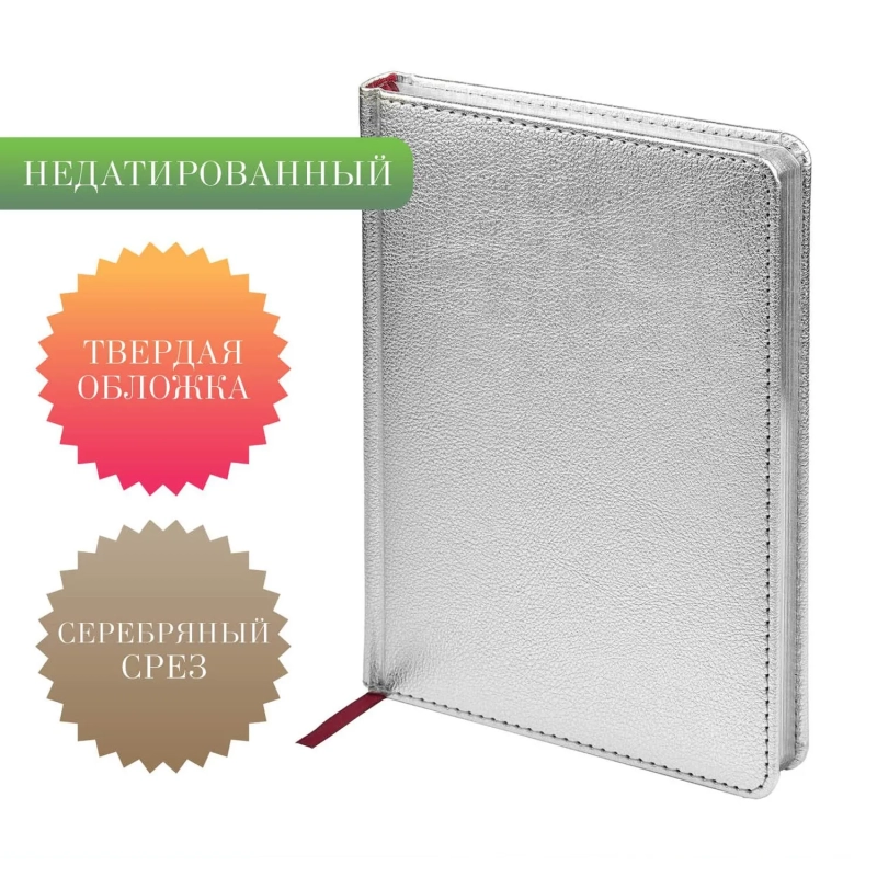 Ежедневник недатированный Sidney Nebraska, А5, 136л, серебро 3-128/10