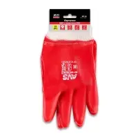 Перчатки ПВХ полный облив МБС (красные, резиновая манжета) 1 пара AVS RP-09