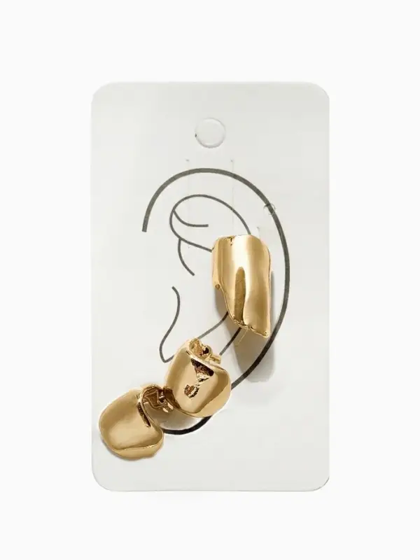 Набор серьги и каффа 3 шт. &laquo;Минимализм&raquo;, тренд, цвет золото
