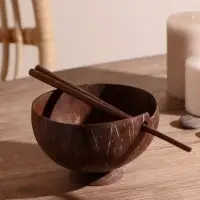 Тарелка с палочками из кокоса "Трапеза" 15х15х10 см