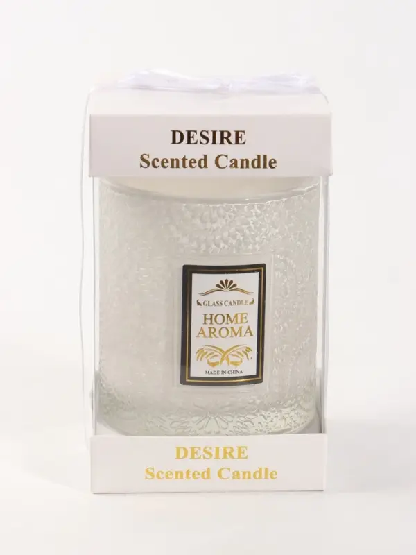 Свеча ароматическая в стекле HOME AROMA 200 г, 8.5&times;8.5&times;10 см, белый мускус