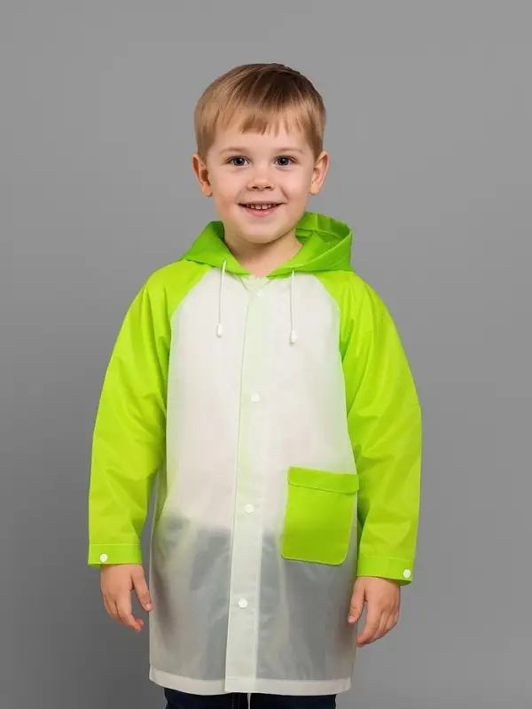 Дождевик детский &laquo;Гуляем под дождём&raquo;, рост 128-140 см, ЭВА 15 г, зелёный