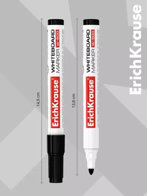 Маркер для доски ErichKrause. W-500, узел 2.5 мм, ширина линии 0.8-2.5 мм, спиртовой, чёрный