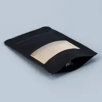 Пакет Zip-lock Крафт с прямоугольным окном, черный,10&times;15&times;3 см