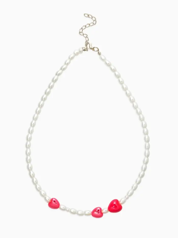 Бусы жемчуг &laquo;Сердце&raquo; керамика, цвет красно-белый, L=40см