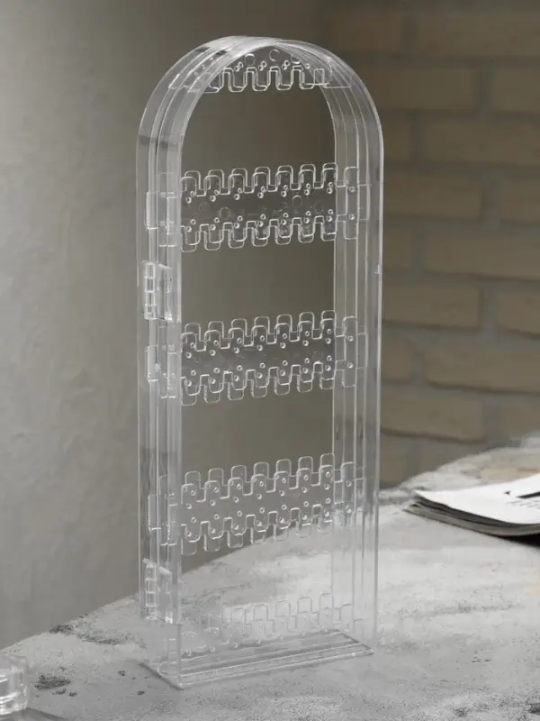 Подставка-книжка под серьги QF, 2 секции, 8 рядов, 21&times;1&times;28 см, прозрачная