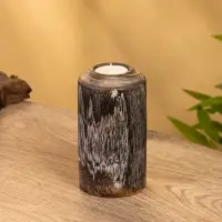 Подсвечник, d=3 см, 8&times;8&times;20 см, дерево джати, тёмно-коричневый