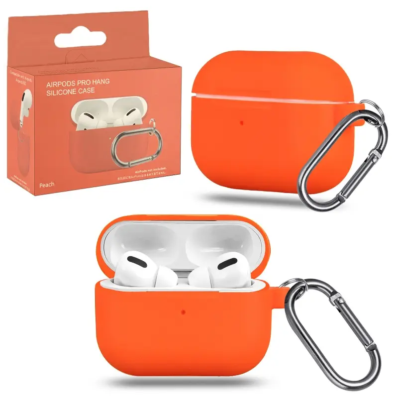 Чехол для AirPods Pro Hang Silicone Сase с карабином Peach