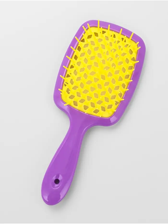 Расчёска массажная, широкая, вентилируемая, 8.5&times;20.5&plusmn;1 см, сиреневая, жёлтая