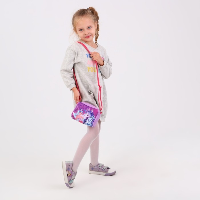 Сумка детская «Единорог и фея» из эко-кожи, на ремешке, 15х12х3 см