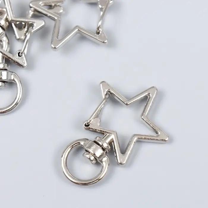 Карабин металл с кольцом Карабин металл с кольцом "Звезда" серебро 3,4х2,3 см