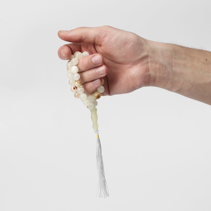 Чётки мусульманские шар №10 «Оникс светлый», 33 бусины с перемычками Чётки мусульманские шар №10 «Оникс светлый», 33 бусины с перемычками