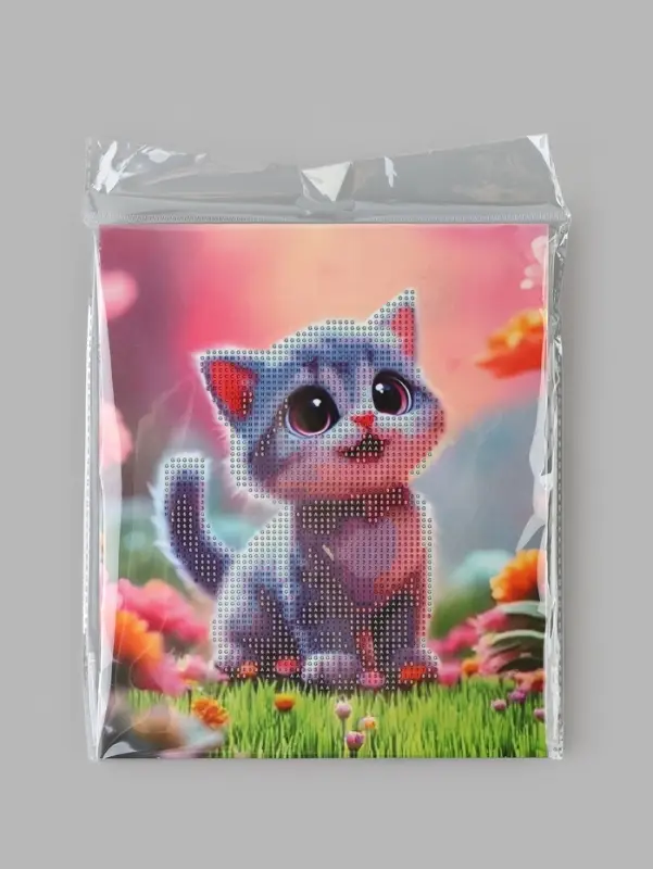 Алмазная мозаика &laquo;Котик на лужайке&raquo; 21&times;25 см, с мольбертом