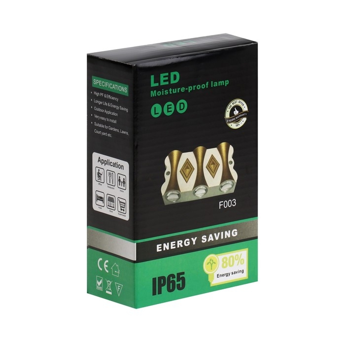 Светильник фасадный «Глосс», FSD-045, 6 Вт, 3000К, 3 луча, IP65, 220 В, пластик, черный Светильник фасадный «Глосс», FSD-045, 6 Вт, 3000К, 3 луча, IP65, 220 В, пластик, черный