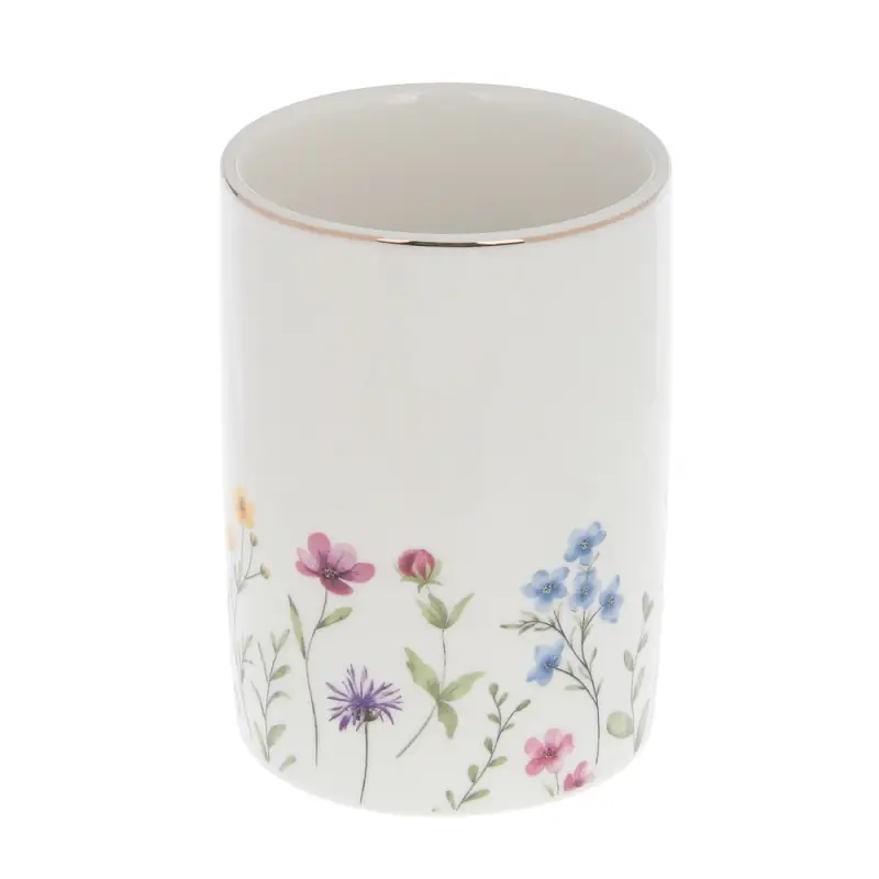 Стакан для ванной комнаты тм VETTA Вирджиния, керамогранит, белый, 7x7x11см