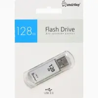 Флешка Smartbuy V-Cut, 128 ГБ, USB 3.0, чтение до 75 Мб/с, запись до 25 Мб/с, серая