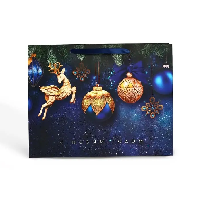 Пакет подарочный новогодний ламинированный «Стильный», L 40 х 31 х 11.5 см