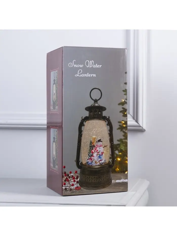 Светодиодная фигура &laquo;Фонарь с детьми и снеговиком&raquo; 15&times;30&times;12.5 см, пластик, от батареек ААх3, USB, свечение тёплое белое