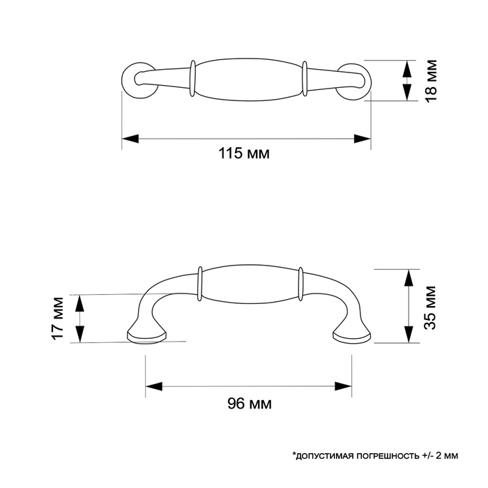 Ручка-скоба CAPPIO RSC012, пластик, м/о 96 мм, цвет хром, 4 шт