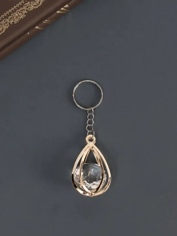 Брелок для ключей на кольце &laquo;Капля&raquo;, металл, стразы под золото, 10&times;3&times;3 см