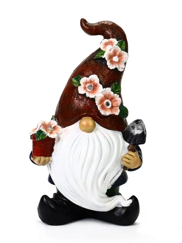 Садовая фигура - фонарь из полистоуна &laquo;Гном садовод&raquo;, 16&times;13&times;27 см, Greengo