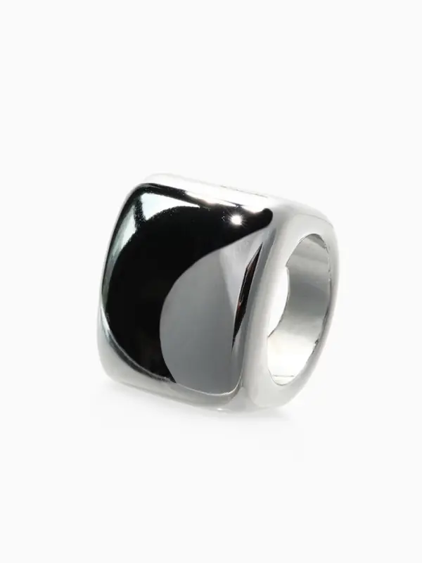Кольцо пластик Кольцо пластик "Объемный квадрат", р-р 17, цвет серебро